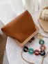 Small Kiss Lock Satchel Bag Fashionable Round Decor Chain Strap