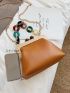Small Kiss Lock Satchel Bag Fashionable Round Decor Chain Strap