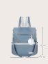Patch Detail Functional Backpack With Pompom Charm