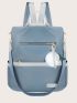 Patch Detail Functional Backpack With Pompom Charm