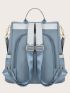 Patch Detail Functional Backpack With Pompom Charm
