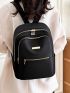 Metal Decor Multi Zipper Functional Backpack