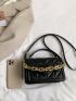 Quilted Pattern Chain Decor Flap Square Bag