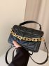 Quilted Chain Flap Square Bag