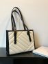 Colorblock Quilted Pattern Buckle Decor Square Bag