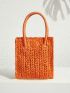 Mini Neon Orange Straw Bag