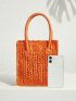 Mini Neon Orange Straw Bag