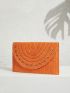 Studded Decor Straw Bag