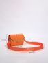 Neon Orange Crocodile Embossed Chain Square Bag