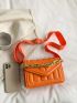 Neon Orange Crocodile Embossed Chain Square Bag