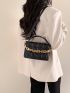 Quilted Pattern Chain Decor Flap Square Bag