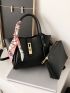 2pcs Twilly Scarf Decor Bucket Bag With Coin Purse