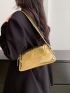Metallic Crocodile Embossed Flap Baguette Bag