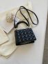 Mini Geometric Embossed Heart Decor Flap Square Bag