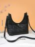 Quilted Detail Snap Button Hobo Bag