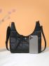 Quilted Detail Snap Button Hobo Bag