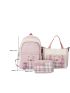 3pcs Plaid & Bear Pattern Functional Backpack Set