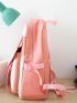 4pcs Letter Patch Decor Functional Backpack Set With Cartoon Bag Charm