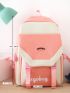 4pcs Letter Patch Decor Functional Backpack Set With Cartoon Bag Charm