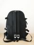 5pcs Letter Patch Decor Functional Backpack Set With Bag Charm