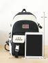 5pcs Letter Patch Decor Functional Backpack Set With Bag Charm