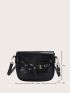 Crocodile Embossed Buckle Decor Flap Square Bag