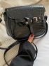 Crocodile Embossed Buckle Decor Flap Square Bag