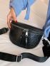 Crocodile Embossed Zipper Saddle Bag