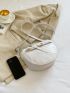 Crocodile Embossed Grommet Eyelet Decor Saddle Bag