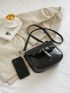 Crocodile Embossed Studded Decor Flap Square Bag
