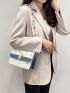 Small Square Bag Cartoon Pattern Colorblock Chain Decor Flap For Daily