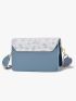 Small Square Bag Cartoon Pattern Colorblock Chain Decor Flap For Daily