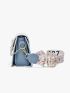 Small Square Bag Cartoon Pattern Colorblock Chain Decor Flap For Daily