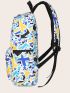 3pcs Geometric Pattern Functional Backpack Set