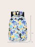 3pcs Geometric Pattern Functional Backpack Set