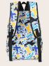 3pcs Geometric Pattern Functional Backpack Set