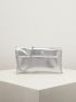 Metallic Rhinestone & Bow Decor Flap Chain Envelope Bag