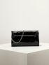 Rhinestone & Bow Decor Flap Chain Square Bag