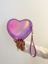 Mini Holographic Heart Design Chain Novelty Bag