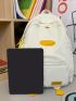 Cartoon Duck Design Functional Backpack With Flower Charm