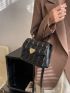 Mini Geometric Embossed Heart Decor Flap Square Bag
