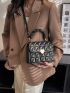 Mini Geometric Embossed Heart Decor Flap Square Bag