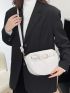 Crocodile Embossed Grommet Eyelet Decor Saddle Bag