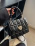 Mini Geometric Embossed Heart Decor Flap Square Bag