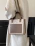 Litchi Embossed Two Tone Square Bag