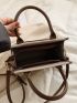 Litchi Embossed Two Tone Square Bag