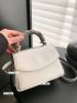 Mini Metallic Floral Applique & Studded Decor Flap Square Bag