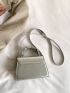 Mini Metallic Floral Applique & Studded Decor Flap Square Bag