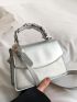 Mini Metallic Floral Applique & Studded Decor Flap Square Bag