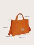 Patch Detail Shopper Bag Orange Polyester For Shopping